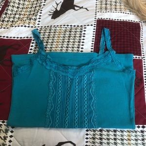 Teal Maurice’s lace trim tank top